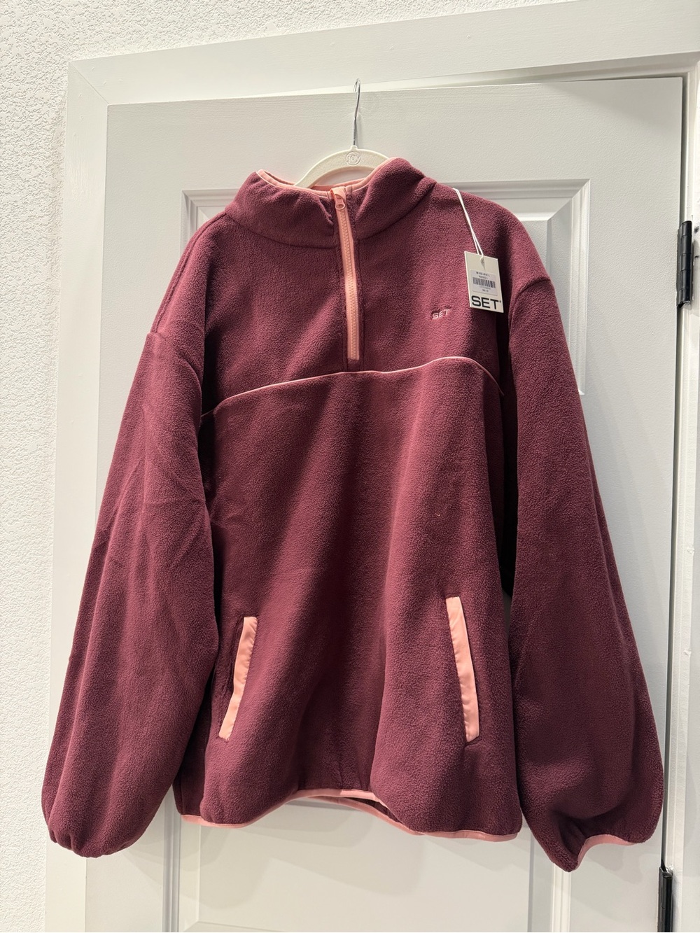 Cozy Quarter-Zip Fleece Pullover in Rosebud - Picture 1 of 2